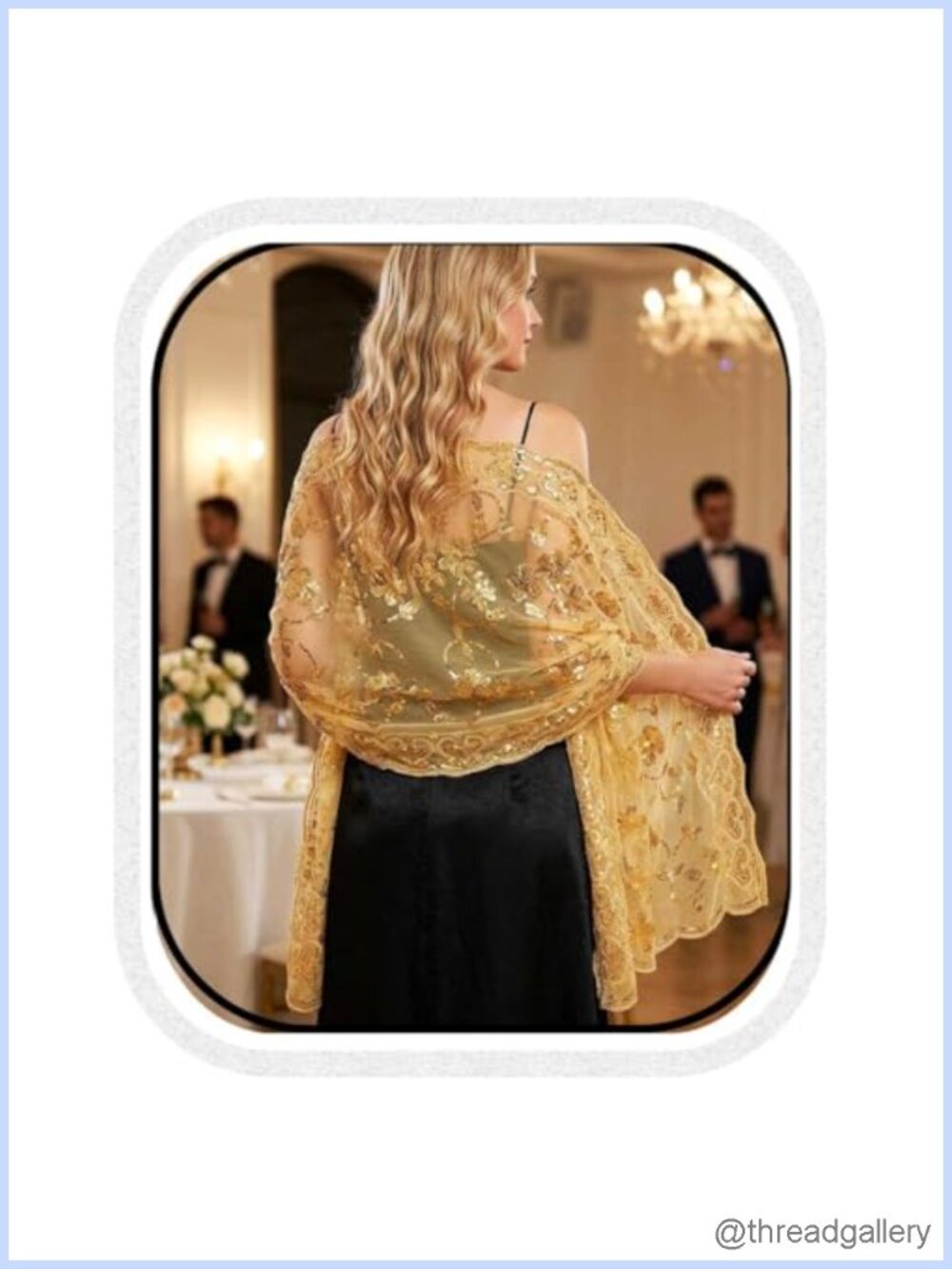 Sequin Shawl Wrap for Women Evening Dresses Wedding Stole Cape Bridal